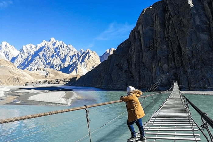Hussaini Suspension Bridge in Hunza